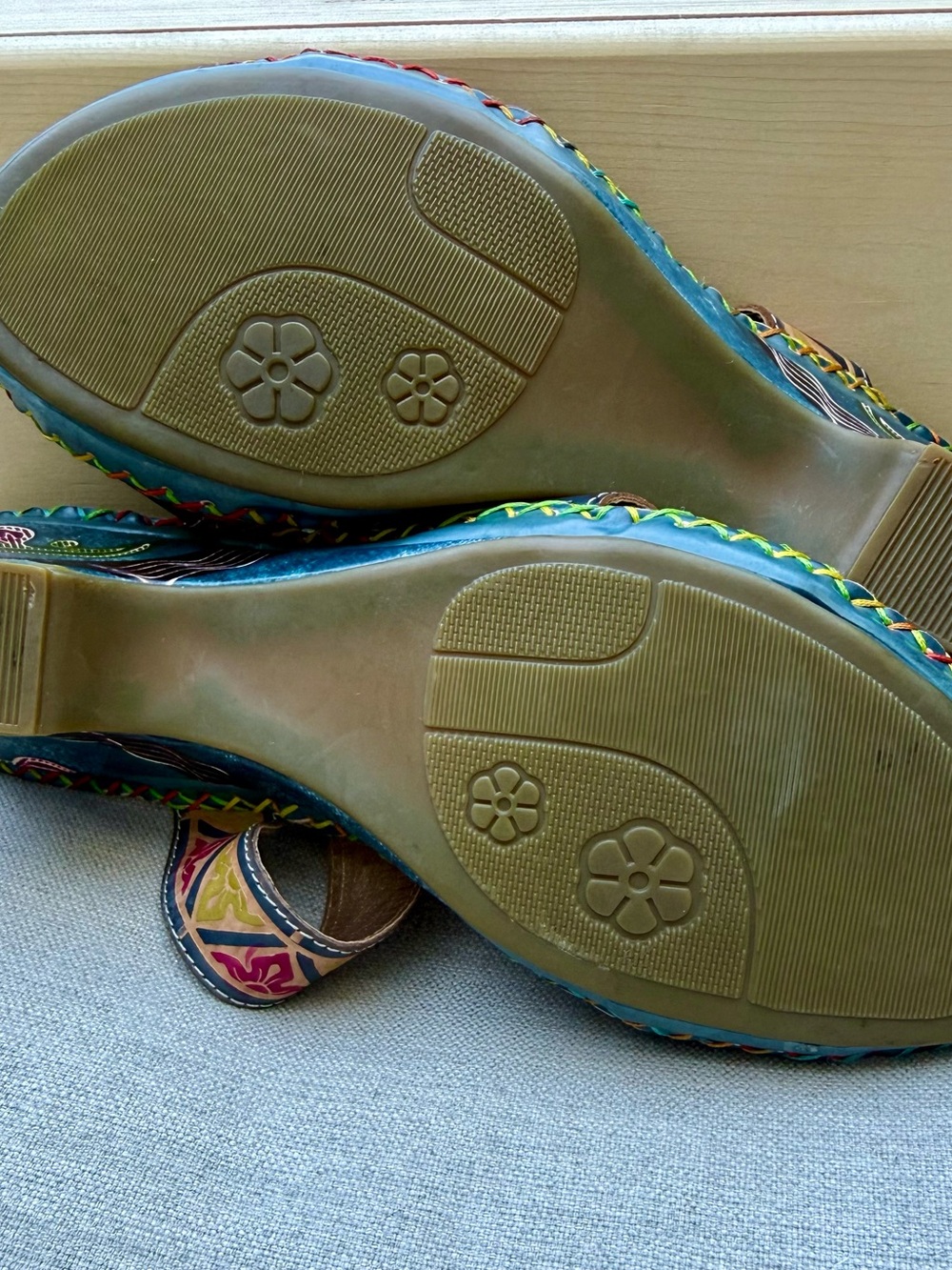 Elite by Corkys Jamaica Navajo Leather Floral Wedge Sandals Sz 9 EUC - Picture 8 of 10